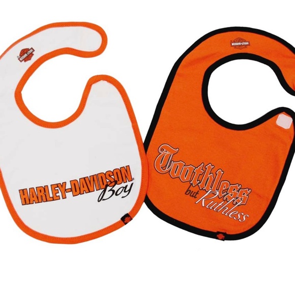 Harley-Davidson Other - Harley Davidson Baby Boys’ Cotton Bib Set Orange & White OS Two Pack